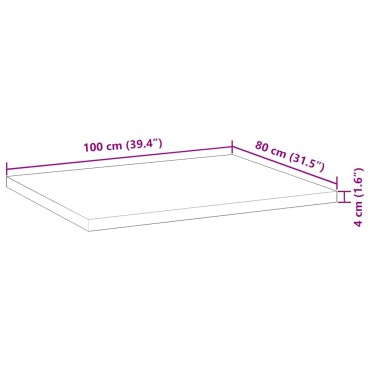 vidaXL Επιφάνεια Τραπεζιού 100x80x4 εκ. Μασίφ Ξύλο Ακακίας