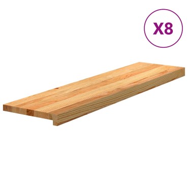 vidaXL Πατάκια Σκάλας 8 τεμ. Ανοιχτό Καφέ 100x25x2 cm Ξύλο Δρυός