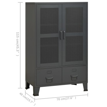 vidaXL Αρχειοθήκη Βιομηχανικού Στιλ Ανθρακί 70x40x115cm Ατσάλινη 1 τεμ.