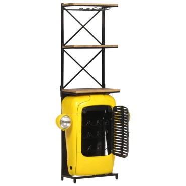 vidaXL Κάβα Κρασιών Κίτρινη Όψη Τρακτέρ 49x31x172cmΜασίφ Ξύλο Μάνγκο 1 τεμ.