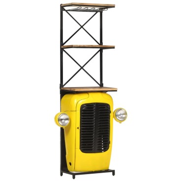 vidaXL Κάβα Κρασιών Κίτρινη Όψη Τρακτέρ 49x31x172cmΜασίφ Ξύλο Μάνγκο 1 τεμ.