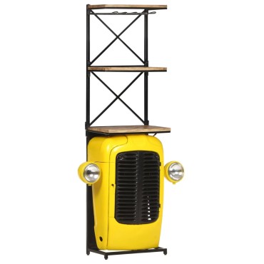 vidaXL Κάβα Κρασιών Κίτρινη Όψη Τρακτέρ 49x31x172cmΜασίφ Ξύλο Μάνγκο 1 τεμ.