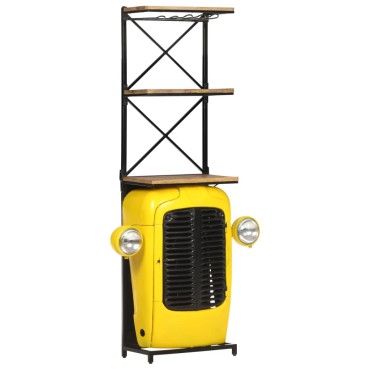 vidaXL Κάβα Κρασιών Κίτρινη Όψη Τρακτέρ 49x31x172cmΜασίφ Ξύλο Μάνγκο 1 τεμ.