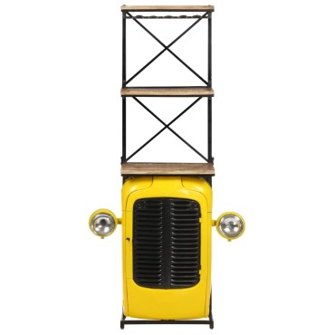 vidaXL Κάβα Κρασιών Κίτρινη Όψη Τρακτέρ 49x31x172cmΜασίφ Ξύλο Μάνγκο 1 τεμ.