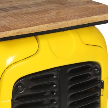 vidaXL Κάβα Κρασιών Κίτρινη Όψη Τρακτέρ 49x31x172cmΜασίφ Ξύλο Μάνγκο 1 τεμ.
