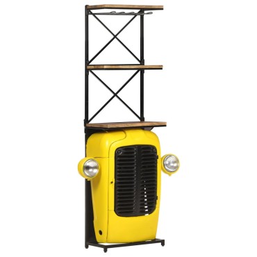 vidaXL Κάβα Κρασιών Κίτρινη Όψη Τρακτέρ 49x31x172cmΜασίφ Ξύλο Μάνγκο 1 τεμ.