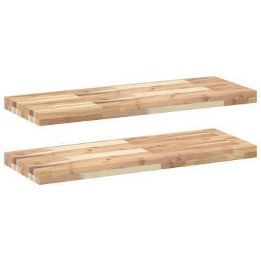 vidaXL Ράφια Κρεμαστά 2 τεμ. 160x30x4cm Ακατέργαστο Μασίφ Ξύλο Ακακίας