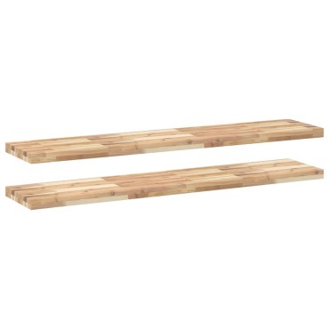 vidaXL Ράφια Κρεμαστά 2 τεμ. 140x30x4cm Ακατέργαστο Μασίφ Ξύλο Ακακίας