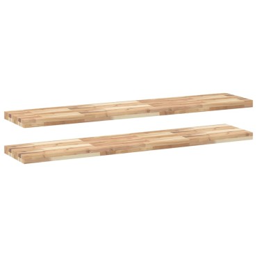 vidaXL Ράφια Κρεμαστά 2 τεμ. 160x30x4cm Ακατέργαστο Μασίφ Ξύλο Ακακίας