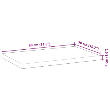 vidaXL Επιφάνεια Τραπεζιού 80x50x4 εκ. Μασίφ Ξύλο Ακακίας