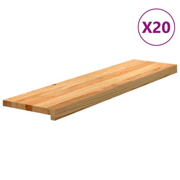 vidaXL Πατάκια Σκάλας 20 τεμ. Ανοιχτό Καφέ 100x25x2 cm Ξύλο Δρυός