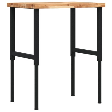 vidaXL Πάγκος Εργασίας Ορθογώνιος 80x60x(73-99,5)εκ Μασίφ Ξύλο Ακακίας