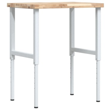 vidaXL Πάγκος Εργασίας Ορθογώνιος 80x60x(73-99,5)εκ Μασίφ Ξύλο Ακακίας