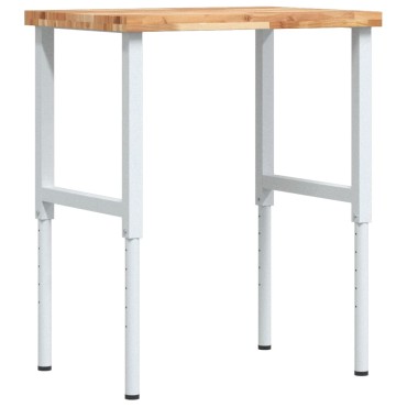vidaXL Πάγκος Εργασίας Ορθογώνιος 80x60x(73-99,5)εκ Μασίφ Ξύλο Ακακίας