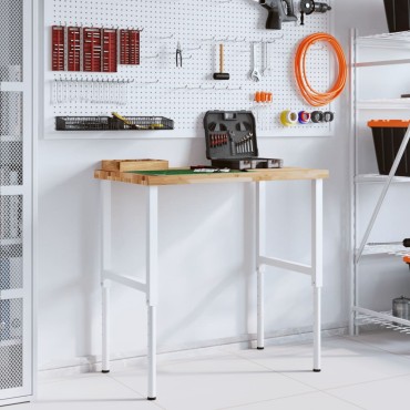 vidaXL Πάγκος Εργασίας Ορθογώνιος100x60x(73-99,5)εκ Μασίφ Ξύλο Ακακίας