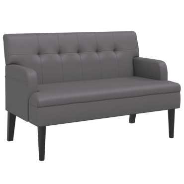 vidaXL Παγκάκι με Πλάτη Γκρι 112x65,5x75cm από Συνθετικό Δέρμα