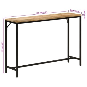 vidaXL Τραπέζι Κονσόλα 110x30x75cm Μασίφ Ακατ. Ξύλο Μάνγκο/Σίδηρο 1 τεμ.