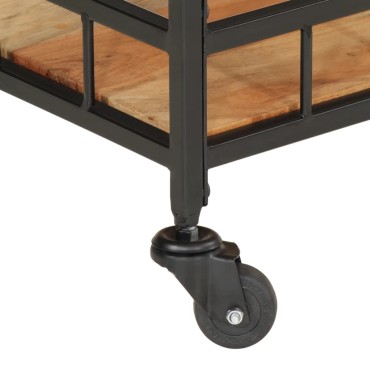 vidaXL Καροτσάκι Μπαρ 60x40x80cm από Μασίφ Ξύλο Ακακίας & Σίδηρο