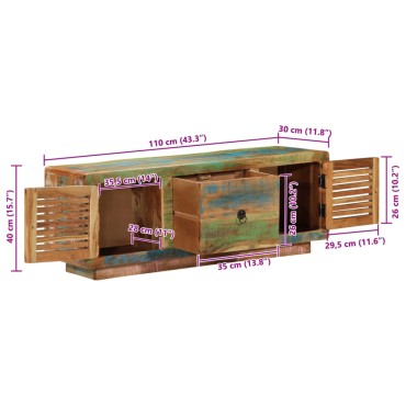 vidaXL Έπιπλο Τηλεόρασης 110x30x40cm από Μασίφ Ανακυκλωμένο Ξύλο