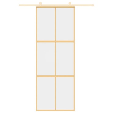 vidaXL Συρόμενη Πόρτα Χρυσή 76 x 205 εκ. από Γυαλί ESG και Αλουμίνιο