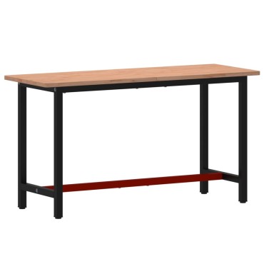vidaXL Πάγκος Εργασίας 150x55x81,5εκ. από Μασίφ Ξύλο Οξιάς και Μέταλλο