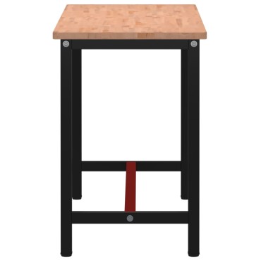 vidaXL Πάγκος Εργασίας 150x55x81,5εκ. από Μασίφ Ξύλο Οξιάς και Μέταλλο