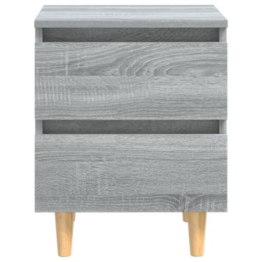 vidaXL Κομοδίνο Γκρι Sonoma 40x35x50cm με Μασίφ Ξύλινα Πόδια 1 τεμ.