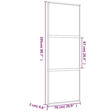 vidaXL Συρόμενη Πόρτα Χρυσή 76x205 εκ. από Αμμοβολή ESG και Αλουμίνιο