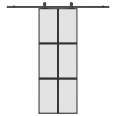 vidaXL Συρόμενη πόρτα με σετ υλικού Μαύρο 76x205 cm γυαλί μετριασμένο
