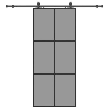 vidaXL Συρόμενη πόρτα με σετ υλικού Μαύρο 90x205 cm γυαλί μετριασμένο