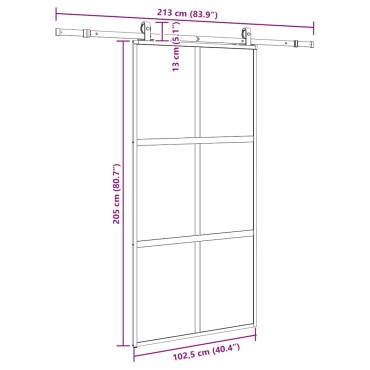 vidaXL Σετ συρόμενης πόρτας με υλικό μαύρο 102,5x205 cm