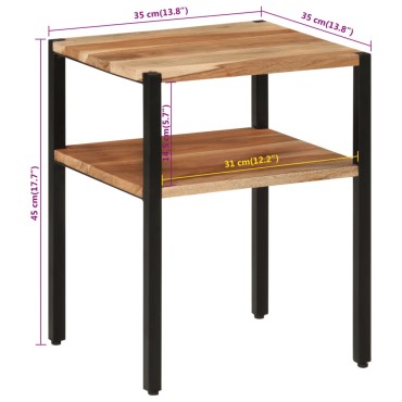 vidaXL Τραπεζάκι Βοηθητικό 35x35x45cm από Μασίφ Ξύλο Ακακίας & Σίδηρο 1 τεμ.