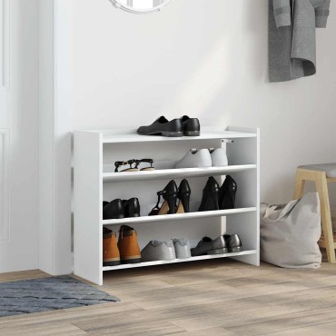 Ράφι παπουτσιών vidaXL Λευκό 80x25x62cm Κατασκευασμένο ξύλο
