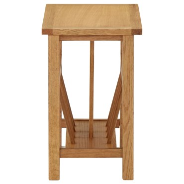 vidaXL Τραπεζάκι με Θήκη Περιοδικών 45x27x42cm Μασίφ Ξύλο Δρυός 1 τεμ.