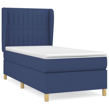 vidaXL Κρεβάτι Boxspring με Στρώμα Μπλε 80x200 εκ. Υφασμάτινο