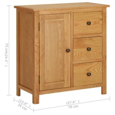 vidaXL Ντουλάπι με Συρτάρια 70x35x75cm από Μασίφ Ξύλο Δρυός 1 τεμ.