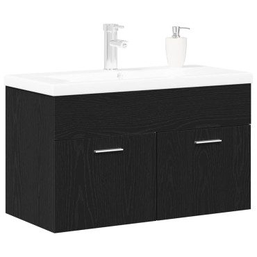 vidaXL Ντουλάπι Μπάνιου Μαύρη Οξυά 80x38,5x46cm