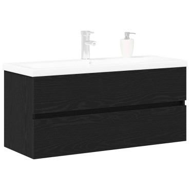 vidaXL Ντουλάπα Νιπτήρα Mπάνιου Μαύρη Οξυά 90x39x62cm 1 τεμ.