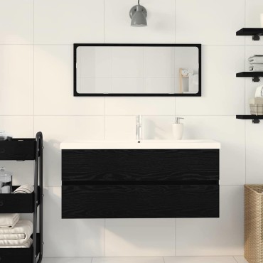 vidaXL Ντουλάπα Νιπτήρα Mπάνιου Μαύρη Οξυά 90x39x62cm 1 τεμ.