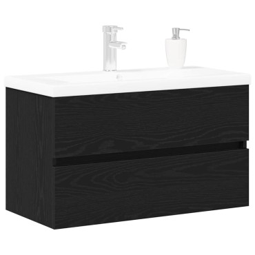 vidaXL Ντουλάπα Νιπτήρα Mπάνιου Μαύρη Οξυά 80x39x62cm 1 τεμ.