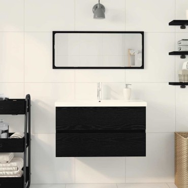 vidaXL Ντουλάπα Νιπτήρα Mπάνιου Μαύρη Οξυά 80x39x62cm 1 τεμ.