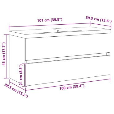 vidaXL Ντουλάπα Νιπτήρα Mπάνιου Μαύρη Οξυά 100x39x62 εκ 1 τεμ.