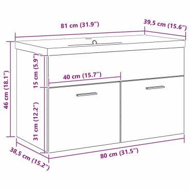 vidaXL Ντουλάπι Μπάνιου Μαύρη Οξυά 80x38,5x46cm
