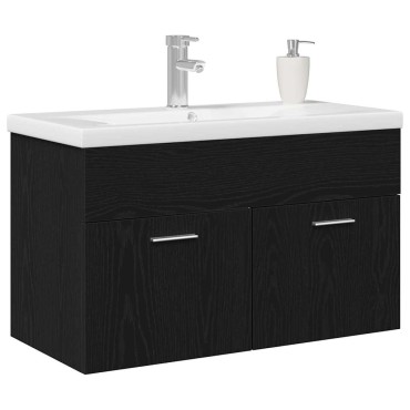 vidaXL Ντουλάπι Μπάνιου Μαύρη Οξυά 80x38,5x46cm