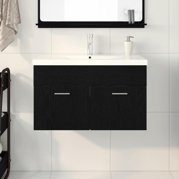 vidaXL Ντουλάπι Μπάνιου Μαύρη Οξυά 80x38,5x46cm