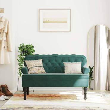 vidaXL Παγκάκι με Πλάτη Σκούρο Πράσινο 119,5x64,5x75cm Βελούδινο