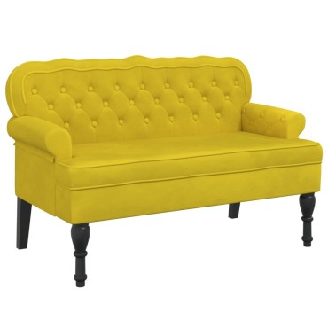 vidaXL Παγκάκι με Πλάτη Κίτρινο 119,5x64,5x75cm Βελούδινο