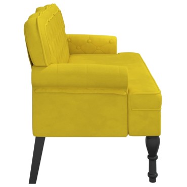vidaXL Παγκάκι με Πλάτη Κίτρινο 119,5x64,5x75cm Βελούδινο