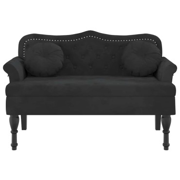 vidaXL Πάγκος με Μαξιλάρια Μαύρο Βελούδο 120,5x65x75cm 1 τεμ.