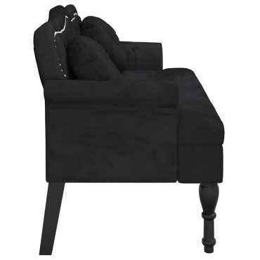 vidaXL Πάγκος με Μαξιλάρια Μαύρο Βελούδο 120,5x65x75cm 1 τεμ.